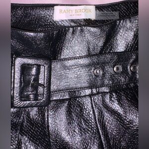 Ramy Brook Shiny Black Belted Skirt